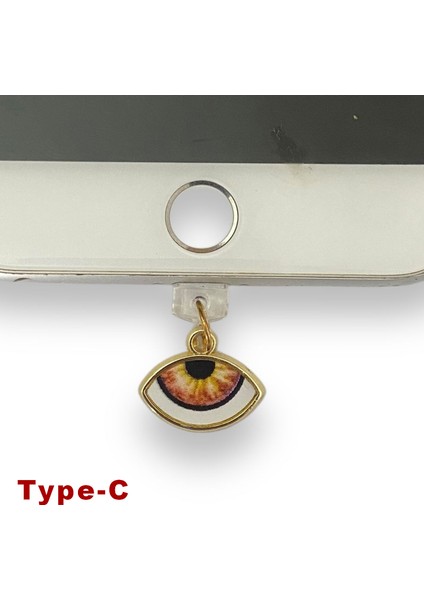 Type-C Çelik Takı Figürlü Telefon Şarj Portu Toz Tıpası Toz Tıkacı Charm TCGL5013