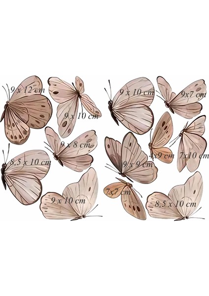 , Soft Kahverengi Tonlarda Kelebekler, Bebek, Çocuk Odası, Duvar, Dolap, Sticker Seti 25 x 100 cm fırsatları