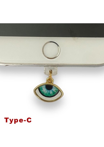 Type-C Çelik Takı Figürlü Telefon Şarj Portu Toz Tıpası Toz Tıkacı Charm TCGL5015