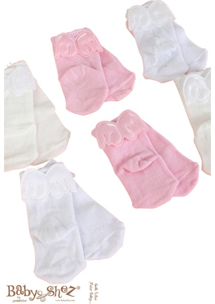 Pamuklu 6'lı Yenidoğan Melek Kanatlı Bebek Çorap