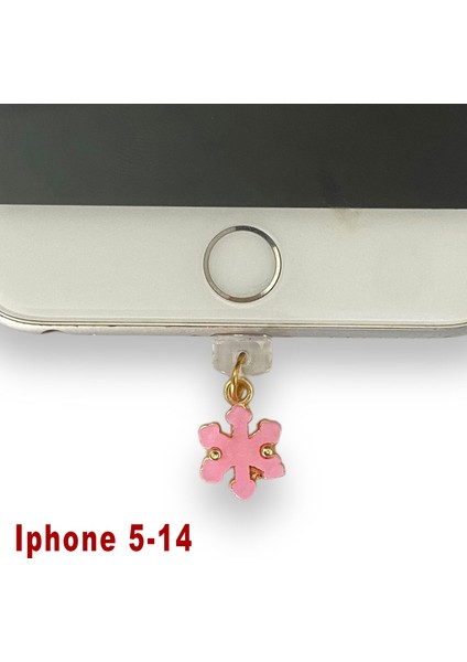 Iphone 5-14 Çelik Takı Figürlü Telefon Şarj Portu Toz Tıpası Toz Tıkacı Charm IPGL6009