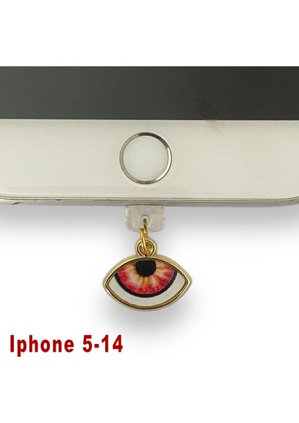 Iphone 5-14 Çelik Takı Figürlü Telefon Şarj Portu Toz Tıpası Toz Tıkacı Charm IPGL6016