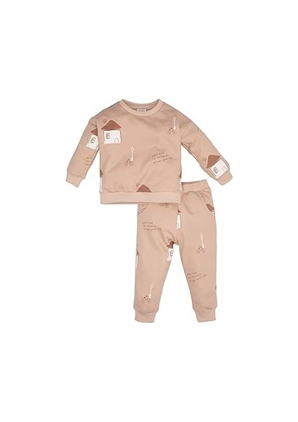 Erkek Bebek Desenli Sweatshirt Eşofman Altı 2'li Takım