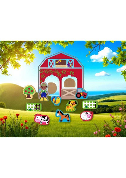 Ahşap Oyuncak Çiftlik Hayvanları Öğreniyorum Gelişim Oyuncak