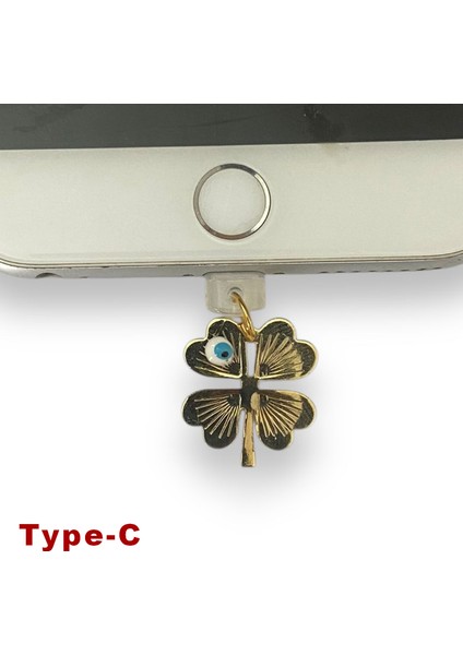 Type-C Çelik Takı Figürlü Telefon Şarj Portu Toz Tıpası Toz Tıkacı Charm TCGL5001