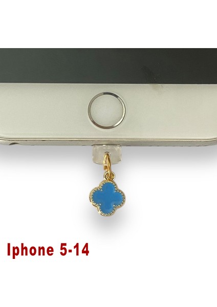 Iphone 5-14 Çelik Takı Figürlü Telefon Şarj Portu Toz Tıpası Toz Tıkacı Charm IPGL6020