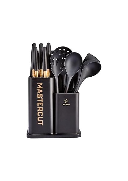 Mastercut Siyah 12 Parça Servis Kesme Tahtası Seti Siyah