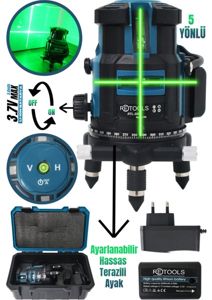 5 Yönlü Lazer Mavi
