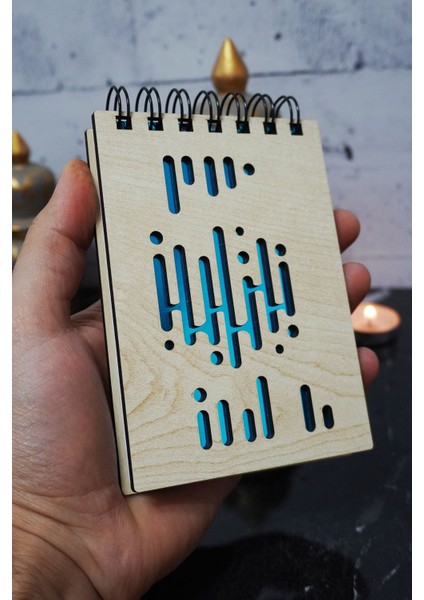 Müzik Ritmi Temalı Ahşap Kapaklı Not Defteri - Mini Defter - Cep Defteri - Benim Listem