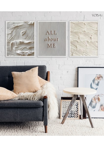 3 Parça Modern Mdf Tablo Seti