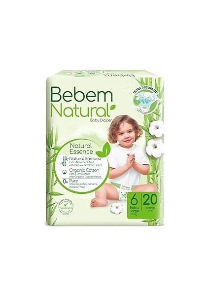 Bebem Natural 6 Beden XL Bebek Bezi (1 x 20 Adet)