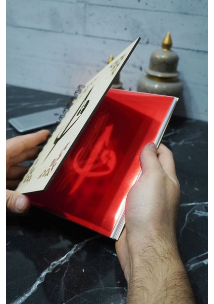 Elif Vav Temalı Ahşap Kapaklı Defter - Çizgili Defter - Ajanda - Okul Defteri (A5 - 120 Sayfa) fiyatları