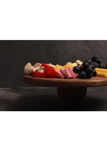 Doğal Ahşap Pasta Kek Standı , Ahşap Ayaklı Kek Standı,mermer Sunumluk, Mermer Peynir Tabağı 28 cm fiyatları