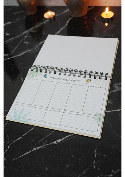 Kuşlu Tüy Tasarım Ahşap Plan Defteri - Tarihsiz Ajanda - Haftalık Planlayıcı (Planlayıcı Defter) A5 fırsatları