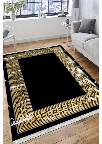 Gold Desenli Makinede Yıkanabilir Kaymaz Taban Halı Dot Tabanlı Salon Halısı 0126D fırsatları