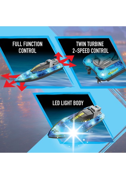 Exost Aqua Lights Uzaktan Kumandalı Sürat Teknesi 20606 modelleri