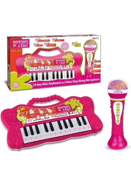 Bfs Elektronik 24 Tuşlu Mikrofonlu Org Seti Pembe