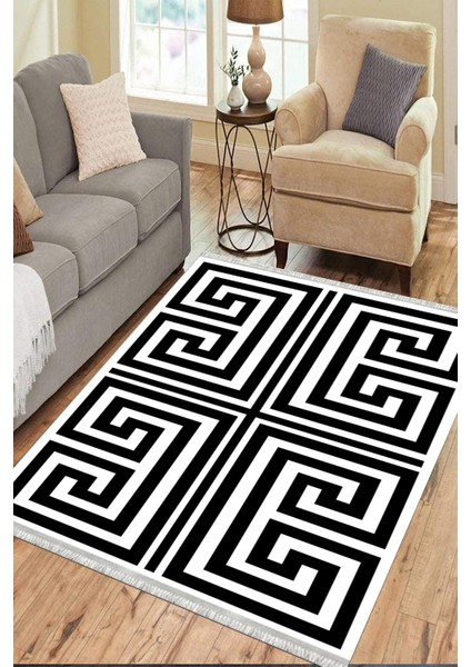 Çizgili Kilim Makinede Yıkanabilir Kaymaz Tabanlı Halı Yolluk Dot Tabanlı Salon Halısı 0096A