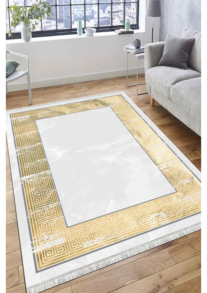 Gold Desenli Makinede Yıkanabilir Kaymaz Taban Halı Dot Tabanlı Salon Halısı 0126B fiyatları