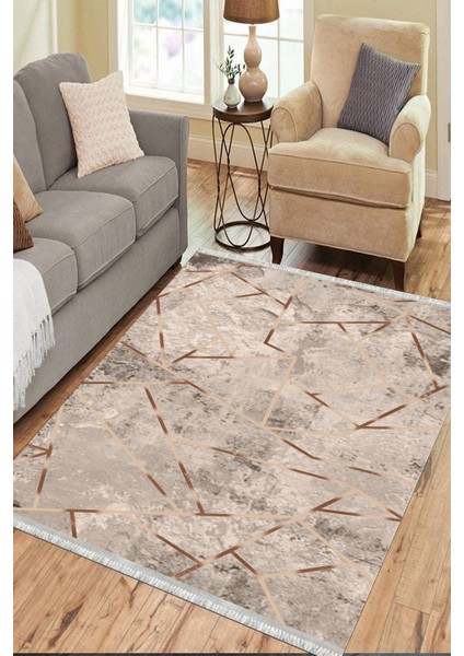 Makinede Yıkanabilir Kaymaz Tabanlı Halı Oval Yuvarlak Yolluk Dot Tabanlı Salon Halısı 0086B