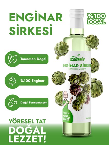 Doğal Fermente Katkısız ve Organik Enginar Sirkesi 500ML