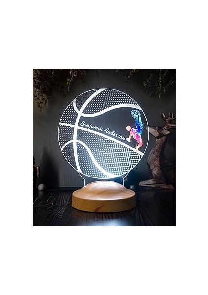 Basketbol Severlere Hediye, Isimli Basketbolcu Hediyesi 3D LED Lamba, Basketbol Hocasıa Hediye, Bas