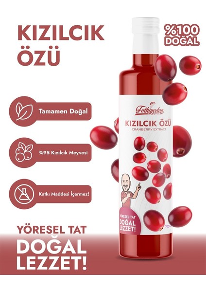Doğal Ve Katkısız Organik Kızılcık Özü 700gr
