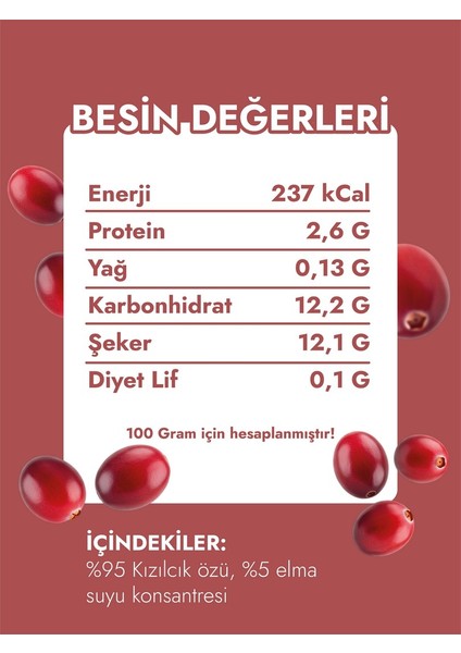 Doğal Ve Katkısız Organik Kızılcık Özü 700gr fiyatları