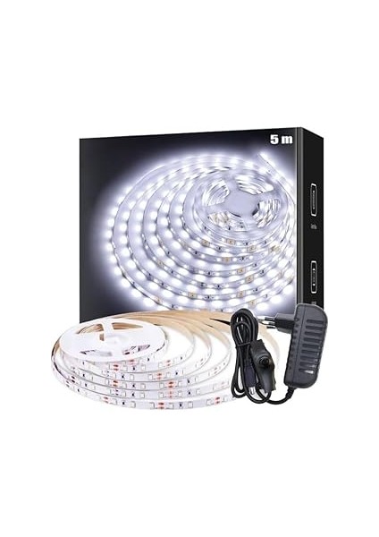 Burul SB-6501 Şerit LED Işık Aydılatma Seti Aç/kapa Butolu, Adaptörlü, Mutfak Tezgah, Çalışma Masas
