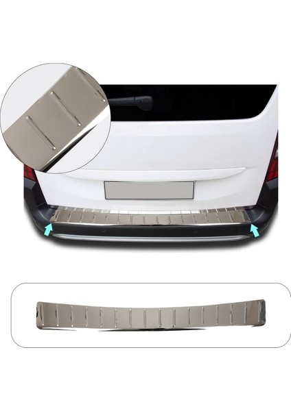 Peugeot Rifter Uyumlu Krom Arka Tampon Üstü Koruma Paslanmaz Çelik