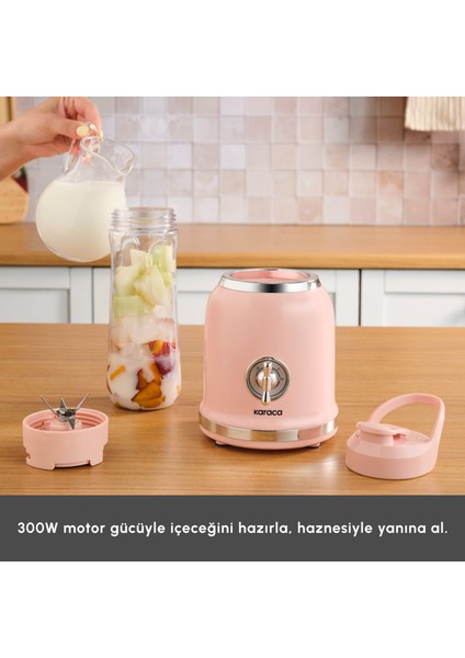 Retro Personal Kişisel Smoothie Blender Pink