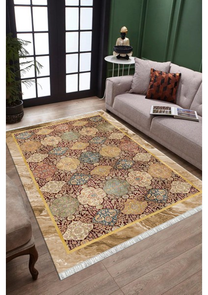 Dekoratif Halı Kaymaz Tabanlı Makinede Yıkanabilir Kilim Dot Tabanlı Salon Halısı 3137A modelleri
