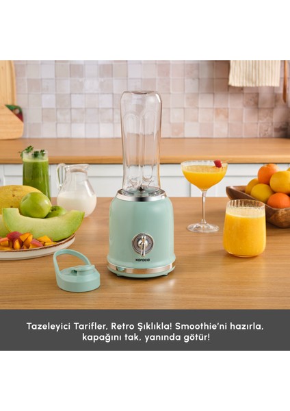 Retro Personal Kişisel Smoothie Blender Green