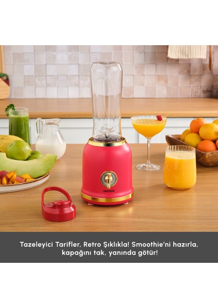 Retro Personal Kişisel Smoothie Blender Red