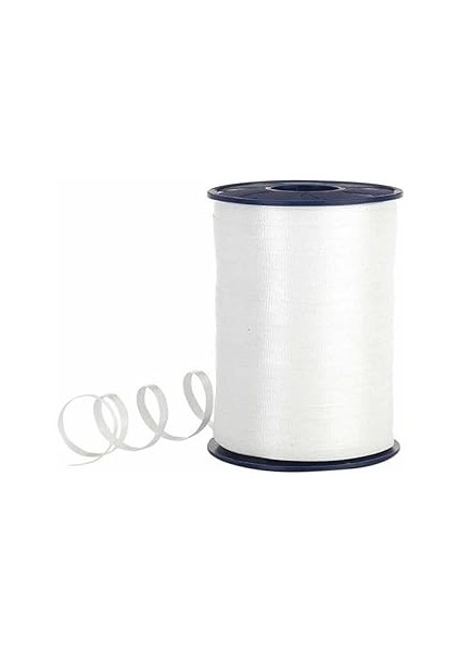 200 Metre Beyaz Rekli Düz Şerit Rafya 8 mm Balo Ipi Plastik Balo Süsleme Kurdelesi