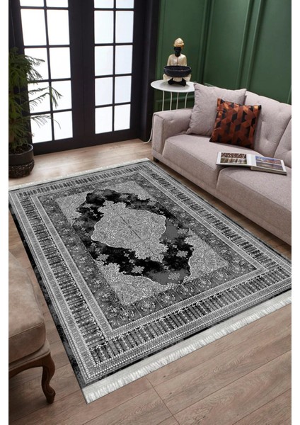 Siyah Kaymaz Tabanlı Halı Makinede Yıkanabilir Kilim Dot Tabanlı Salon Halısı 3001E fiyatları