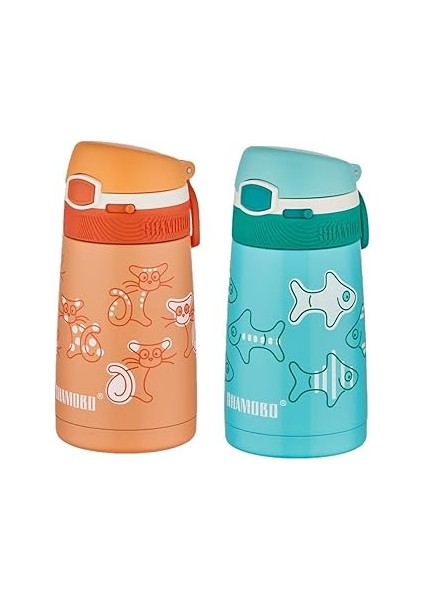Shamobo 2li̇ Set Pipetli Çelik Termos 350ML -6 Saat Isı Yalıtımı-