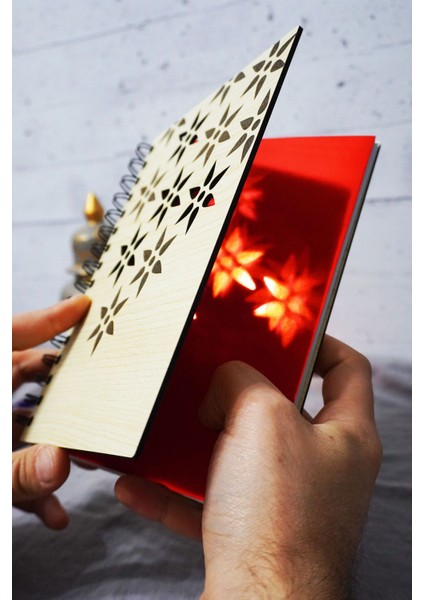 Çiçek Desenli Ahşap Kapaklı Defter - Çizgili Defter - Ajanda - Okul Defteri (A5 - 120 Sayfa) fiyatları