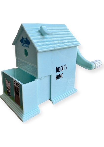 Sevimli Hayvan Temalı Ev Şeklinde Kalemtraş, Panda, Kedi ve Tavşan Desenleri, 3 Renk Seçeneği