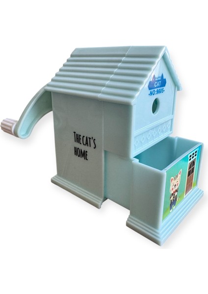 Sevimli Hayvan Temalı Ev Şeklinde Kalemtraş, Panda, Kedi ve Tavşan Desenleri, 3 Renk Seçeneği modelleri