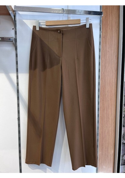 Poly Viscose Yüksek Bel Pervazli Pantolon
