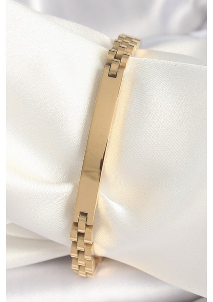 316L Çelik Gold Renk Zincir Künye Model Erkek Bileklik - Lisinya