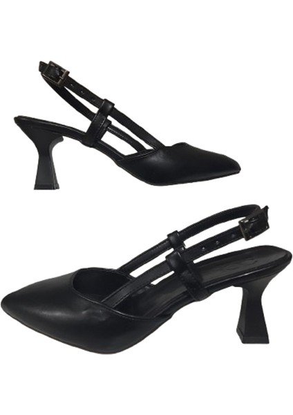 Siyah Kadın Kadeh Topuklu Şık Mat Ayakkabı