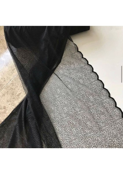 2 Kanat Renkli Siyah Petek Desen Bağcıklı Tül Fon Perde 2 Kanat fiyatları