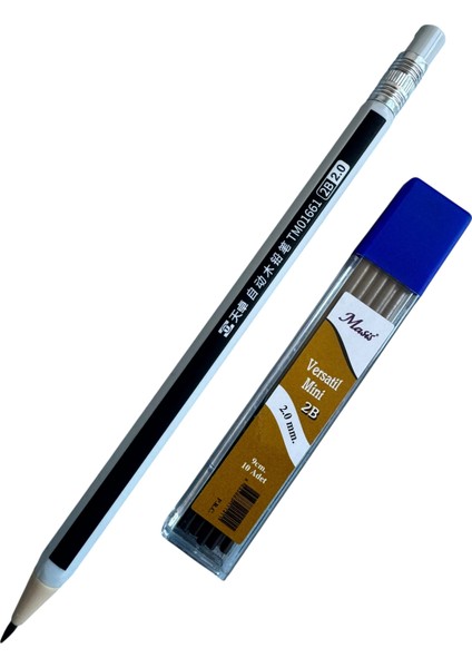 2.0mm Mekanik Kurşun Kalem Seti, 10 Adet Yedek Uç Ile, Pastel Renkli