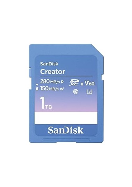 Creator Sdxc Uhs-Ii 1 Tb Bellek Kartı, V60, 6k ve 4K Uhd, Okuma Hızı, 280 Mb/s'ye Kadar, Su