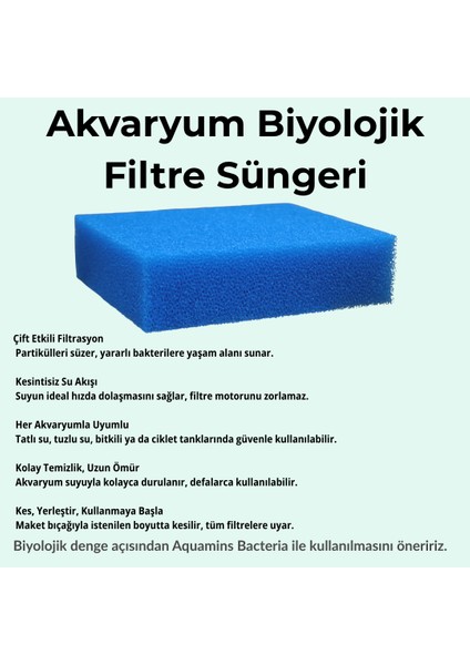 Mavi Akvaryum Biyolojik Filtre Süngeri Orta Gözenekli – Tatlı & Tuzlu Su Uyumlu – 20X18X5 cm fiyatları