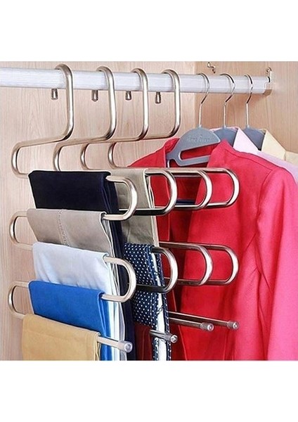 5 Katlı Metal Pantolon Askısı Dolap Içi Düzenleyici 1 Adet Pantolon Eşarp Şal Askısı
