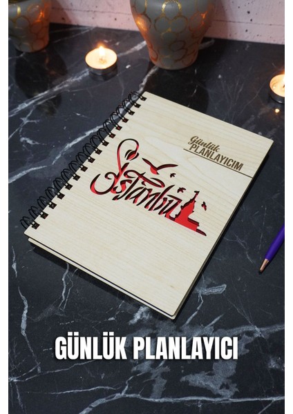 Istanbul Tasarım Ahşap Plan Defteri - Süresiz Ajanda - Günlük Planlayıcı (Planlama Defteri) A5