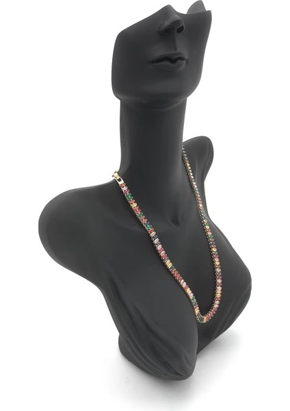 Çok Renkli Su Yolu (Stainless Steel) Zirkon Gold Kararmaz Çelik Kolye fırsatları